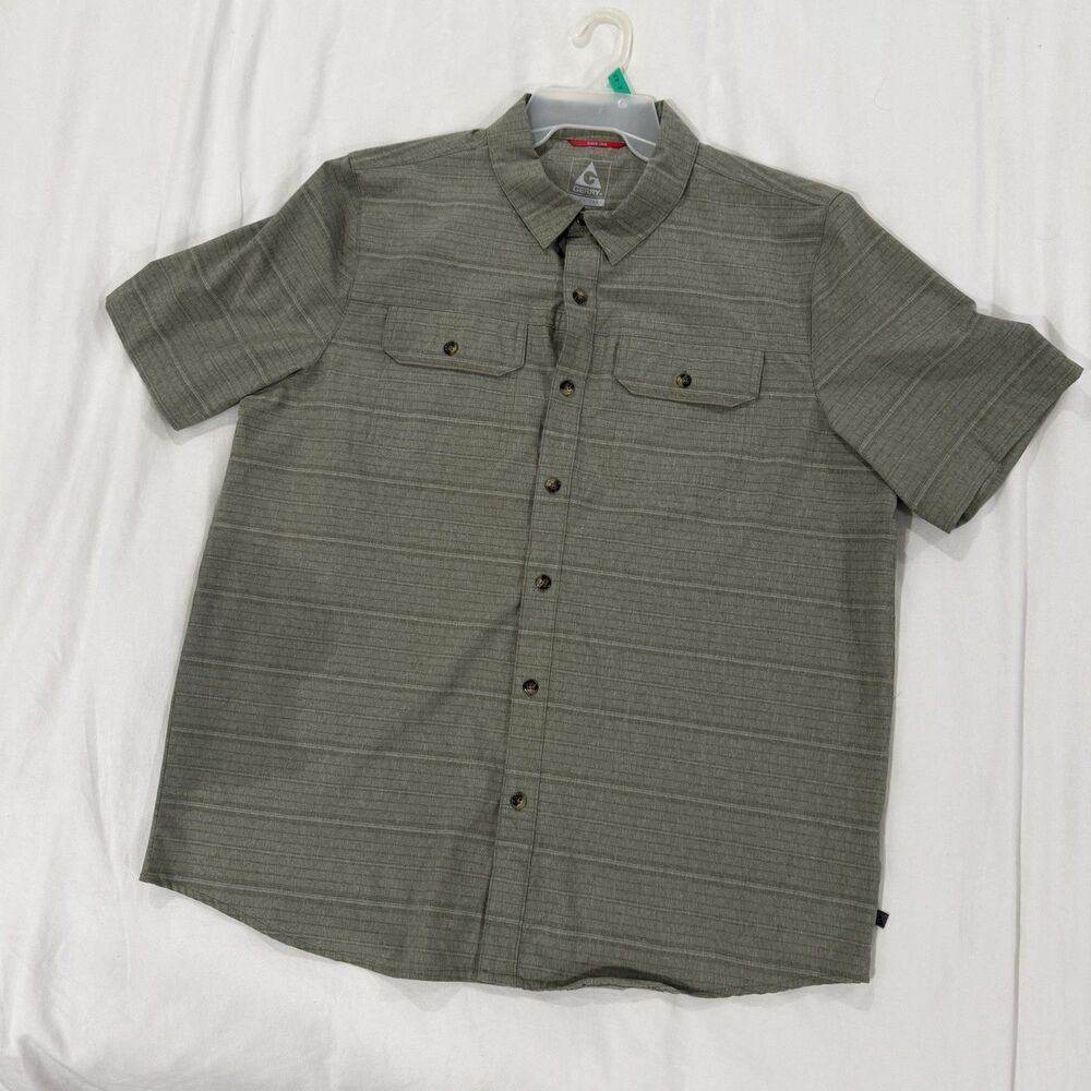 Gerry Men's Gray Striped Short Sleeve Button-Up Shirt XL Chest Pockets